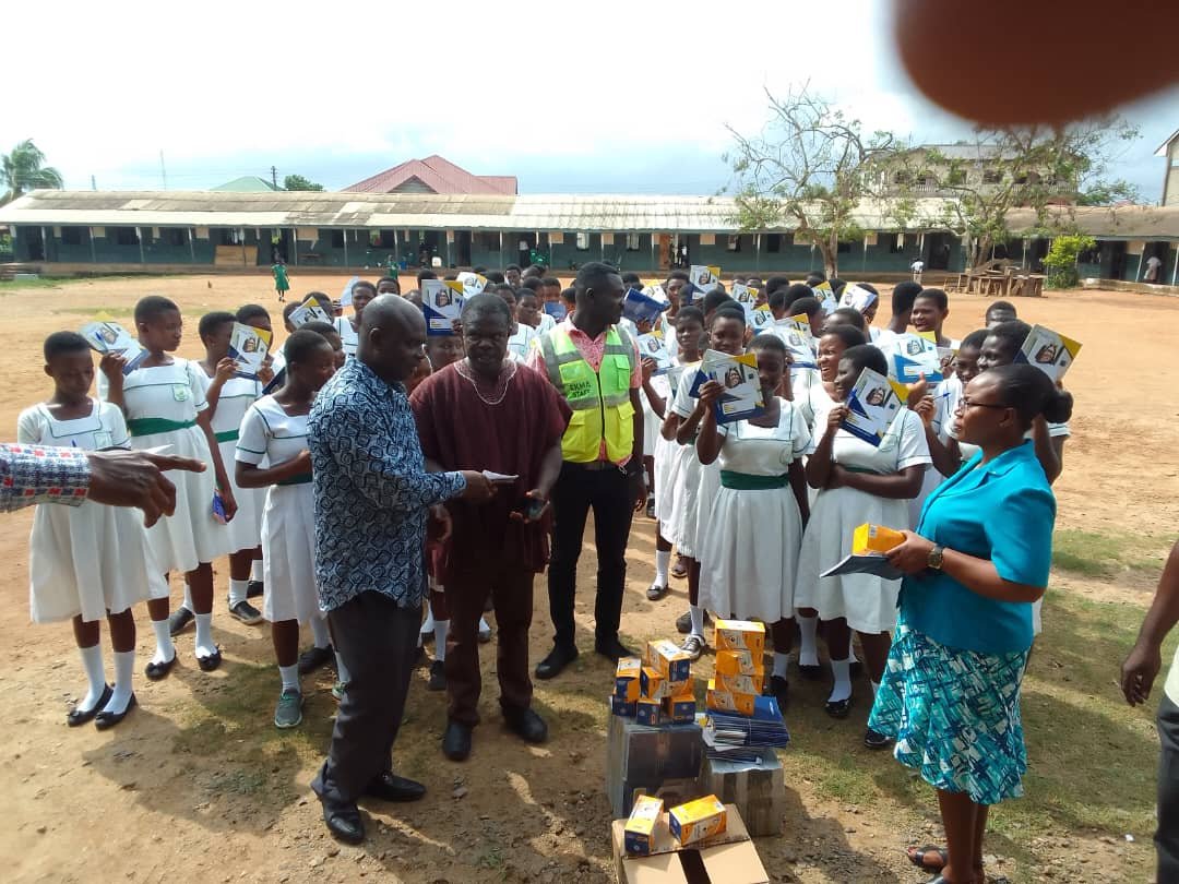 Donating books and sanitary pads to a girls' school